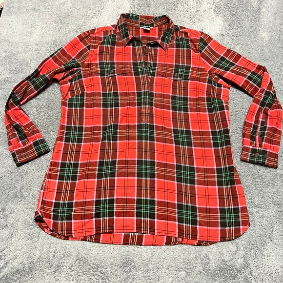 Duluth Trading Flannel Shirt Womens XL Free Swingin Tunic Plaid 72900 Pockets - Picture 1 of 9